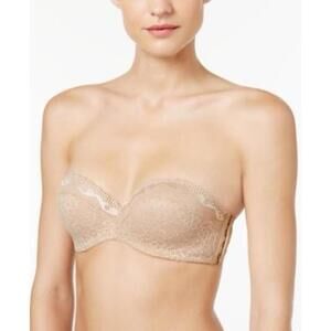 B.Enticing Strapless Underwire Bra 32C Au Natural Nude NWT